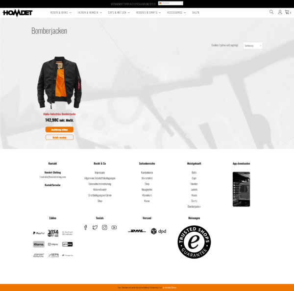 Fashion-Onlineshop für Kleidung, Schuhe und Accessoires sowie die Domain homdetclothing.com – Bild 3