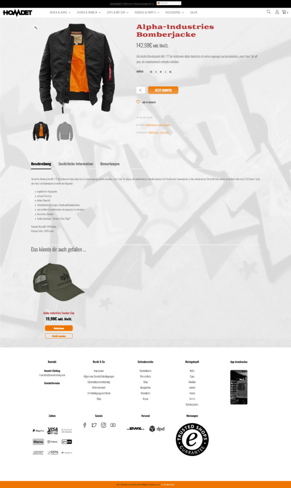 Fashion-Onlineshop für Kleidung, Schuhe und Accessoires sowie die Domain homdetclothing.com – Bild 4