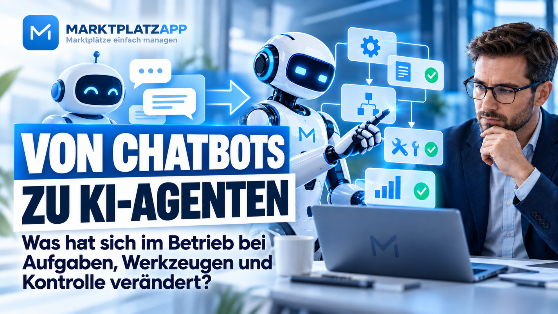 Ein Chatbot beantwortet eine Frage. Ein KI-Agent soll anschließend im Kalender nachsehen, einen Termin vorschlagen und einen Datensatz aktualisieren. Was hat sich zwischen beiden verändert?