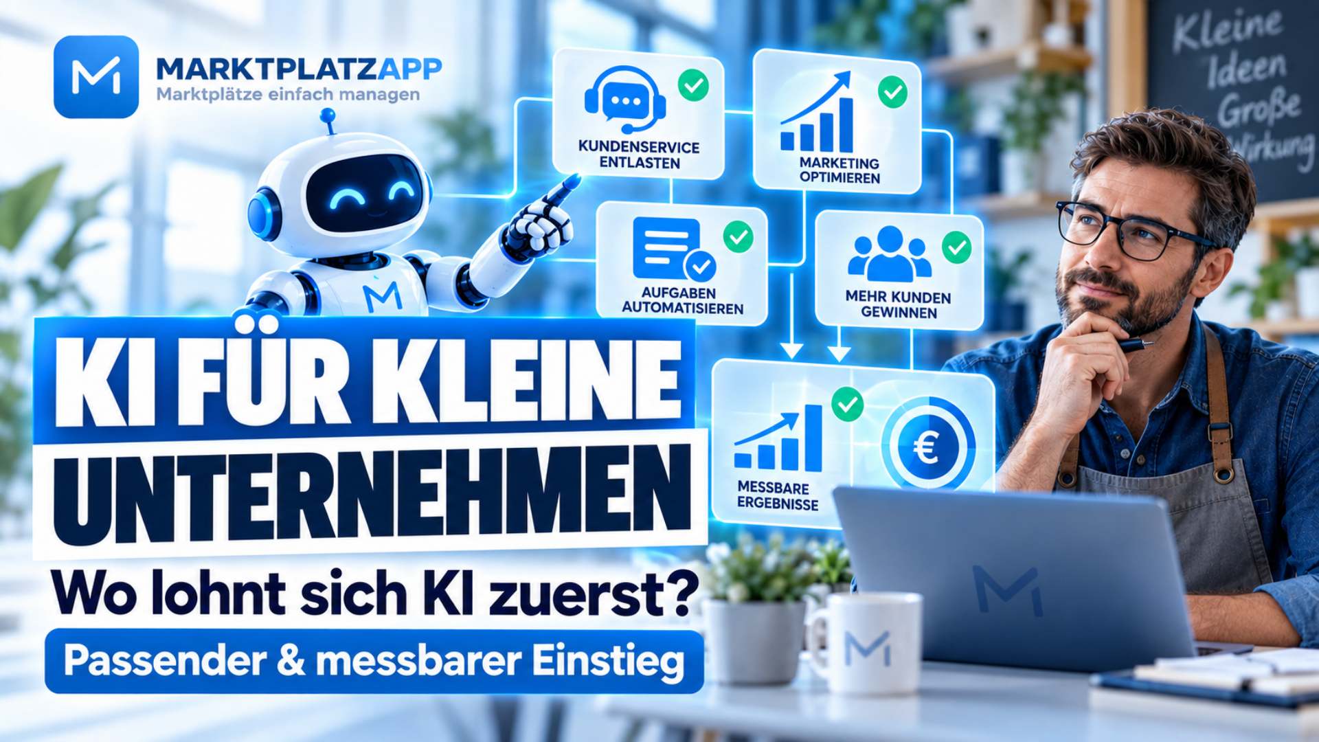 KI wird für Werbung, E-Mails, Rechnungen und Telefonate angeboten. Doch womit beginnt ein kleiner Betrieb, wenn Zeit und Budget knapp sind?